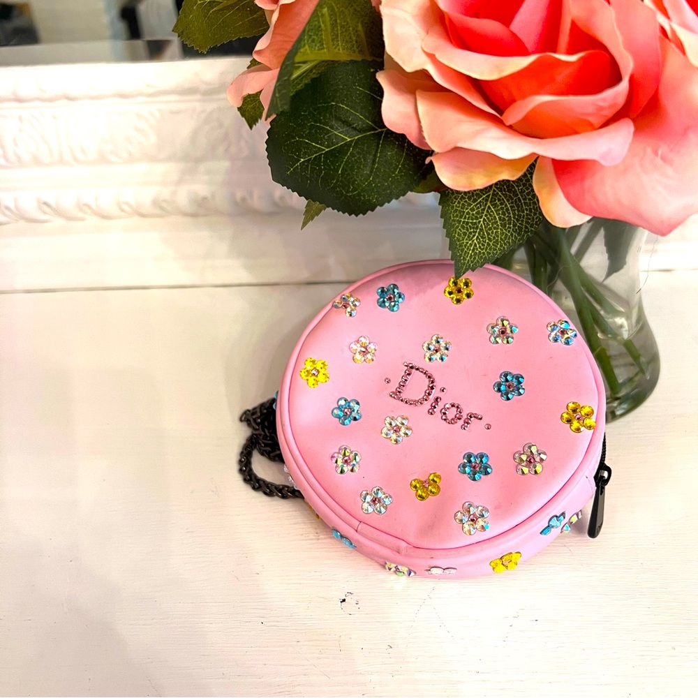 Dior upcycled cosmetic belt bag pink floral